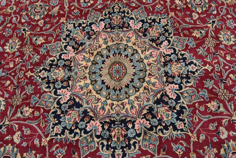 Kermani Rug 11'2'' x 16'3'' Red Wool Vintage Traditional Hand-Knotted Carpet gallery