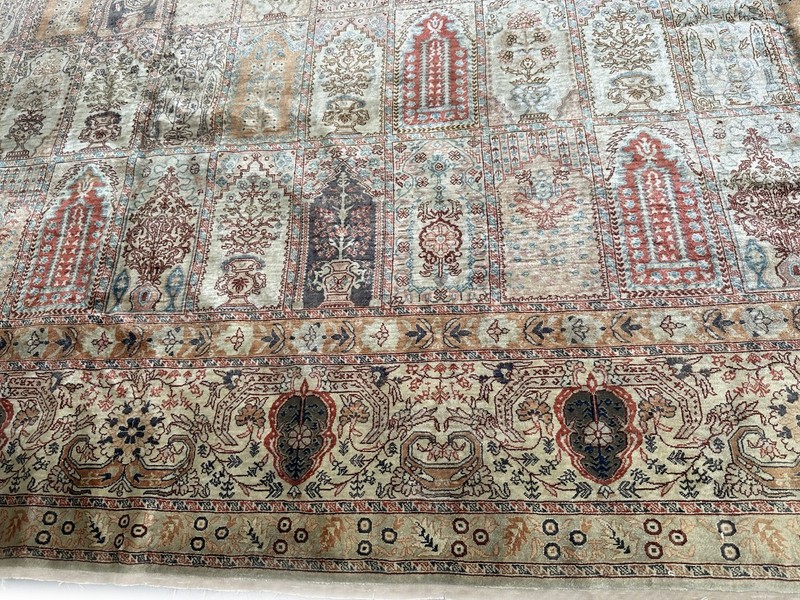 10x14 Antique Authentic Silk & Metal Turkish Hereke Fine Garden 295cm x 422 gallery
