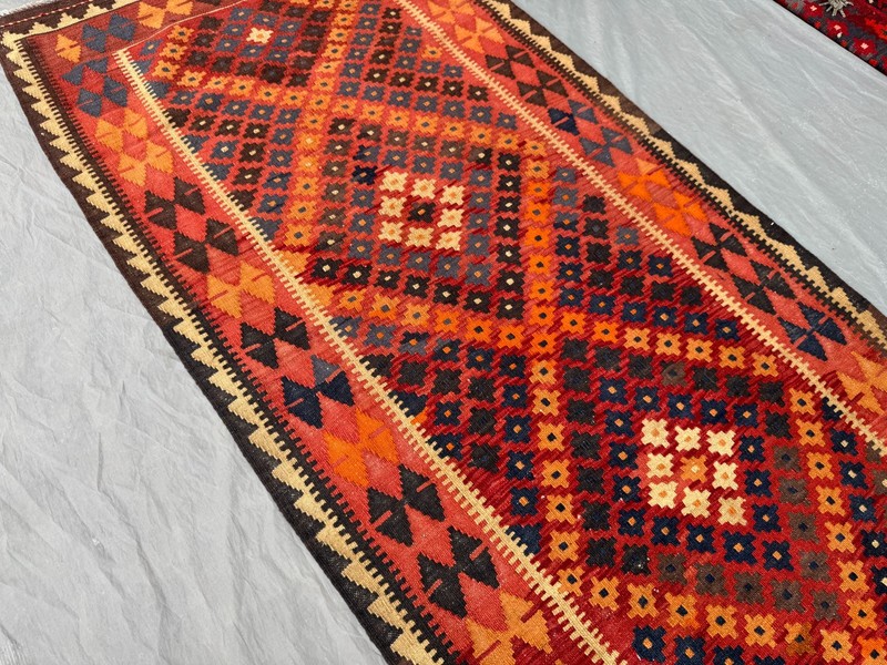 3'5x7'1 ft Vintage Afghan Kilim Rug Handwoven Tribal Geometric Pattern Floor Rug gallery