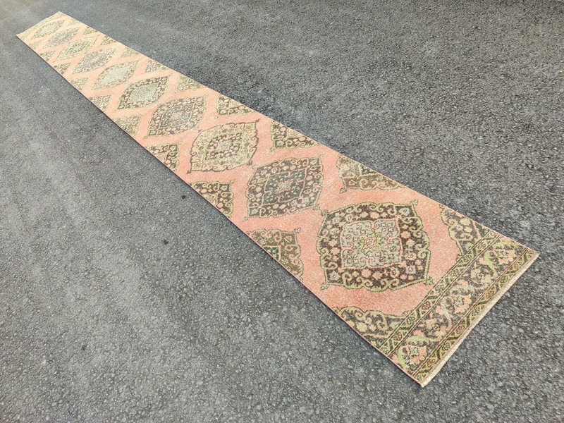 25 ft extra long runner rug Hallway, Long runner Turkish Oushak vintage 3x25 gallery