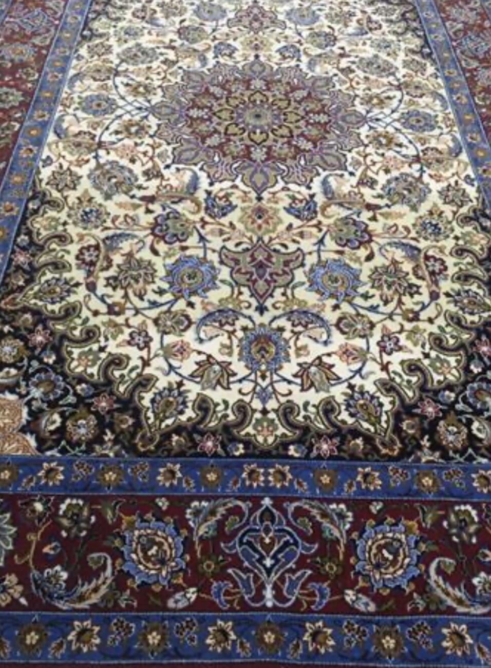 4 X 6 Authentic Isfahann Area Rug Oriental Knotted Wool & Silk Pile A+ gallery