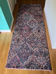 ANTIQUE EARLY KARASTAN WOOL KIRMAN MULTI COLOR PANEL PATTERN #717 RUG RUNNER