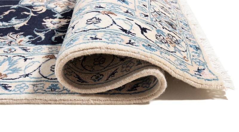 Nain 200x116 cm Handmade Knotted Oriental Wool Carpet Rug Blue gallery