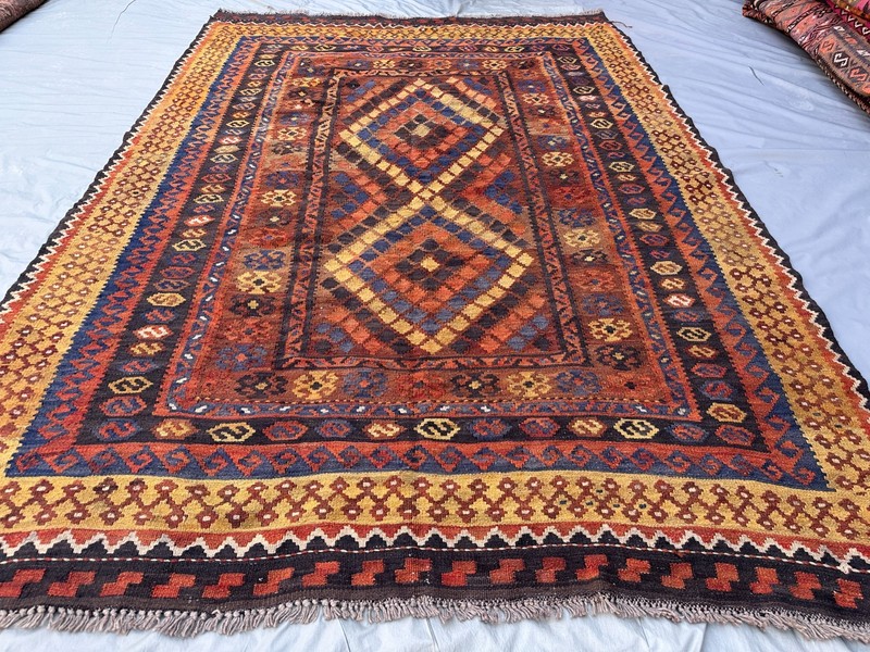 Coral Terracotta Faded Kilim Rug 9'8x13'1 Turkish Antique Tribal Boho decor gallery