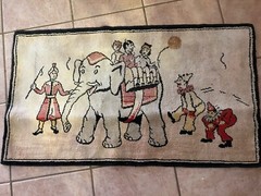 Vintage Children’s Circus Rug 1930’s 22”x 38” Made In Belgium