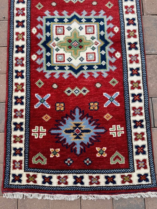 New Fine Quality Tribal Kazakh Runner Handmade in India, Thick Soft Pile, 2x9 gallery