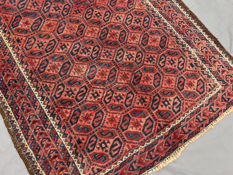 3'3x6'6 ft Turkoman All-Over Boteh Lattice Handknotted Wool Vintage Rug gallery