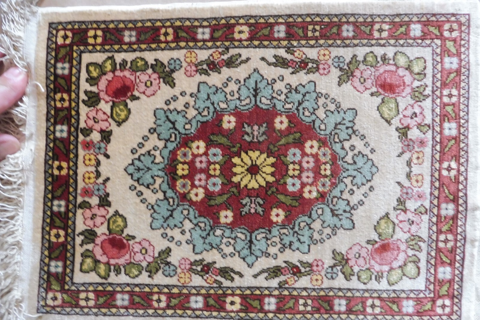Hereke Silk Carpet, Noble, Small Oriental Carpet, High Quality And Like New gallery