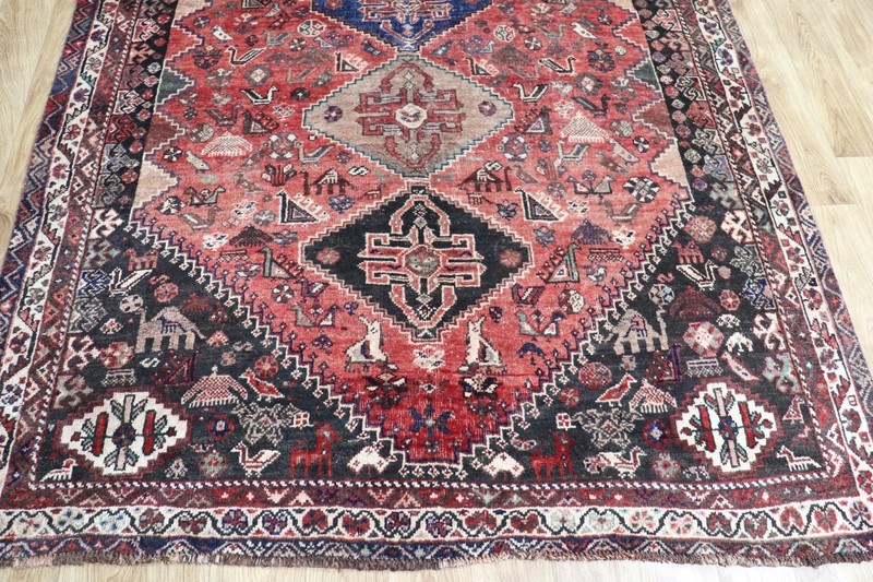 Antique Oriental Qashqai Rug 245x160cm (8’0” x 5’3”) Hand Knotted Tribal Wool gallery