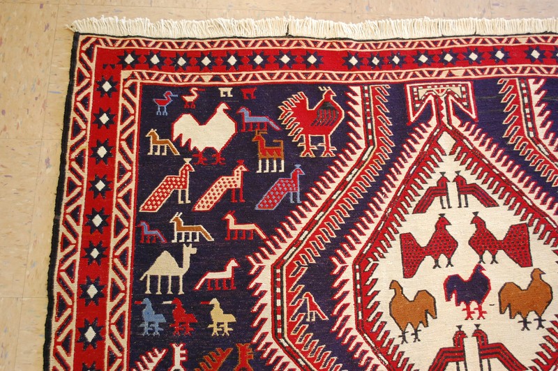 c1930s ANTIQUE HIGHLY DETAILED FINE CAUCASIAN SOUMAK KILIM 5x9 SO MANY SUBJECTS gallery