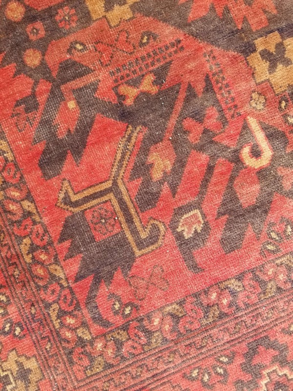 Vintage Distressed Hand Made Traditional Oriental Wool Maroon Rug 194x145cm gallery