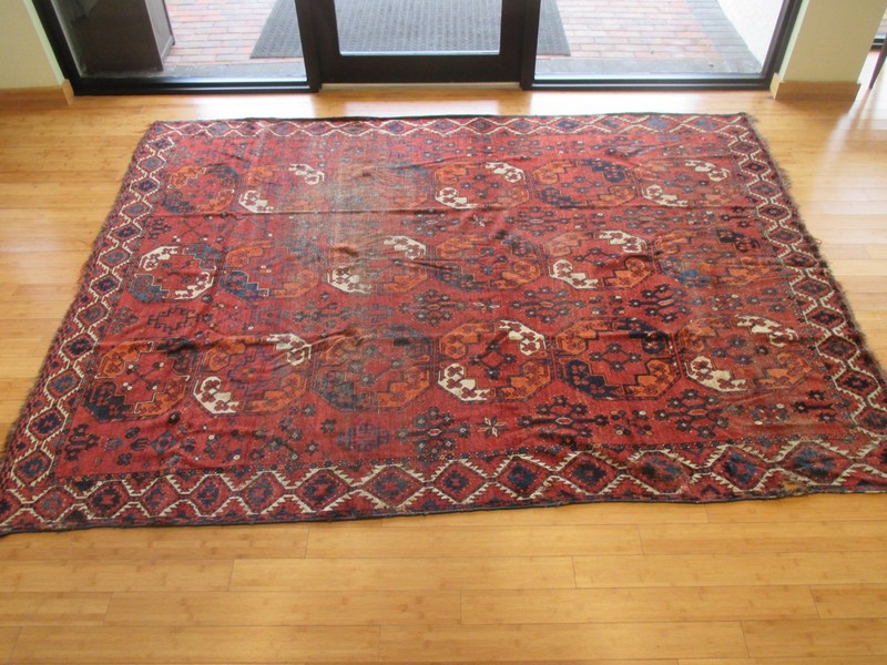 Antique 19thC Ersari Turkmen Main Rug 7.5 x 9.5 ft Rare Teal/Turquoise !! gallery