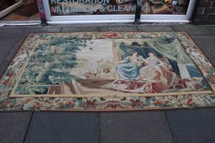 Vintage Hand Made French Design Original Wool Green Aubusson Tapestry 250x150cm