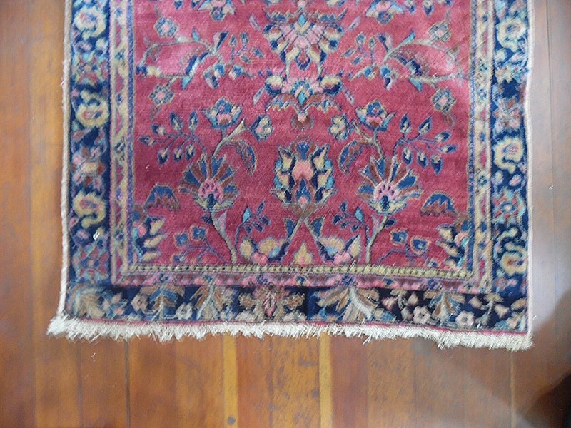 Antique Sarouk Rug 2'8" X 5'8" Runner Floral Design gallery