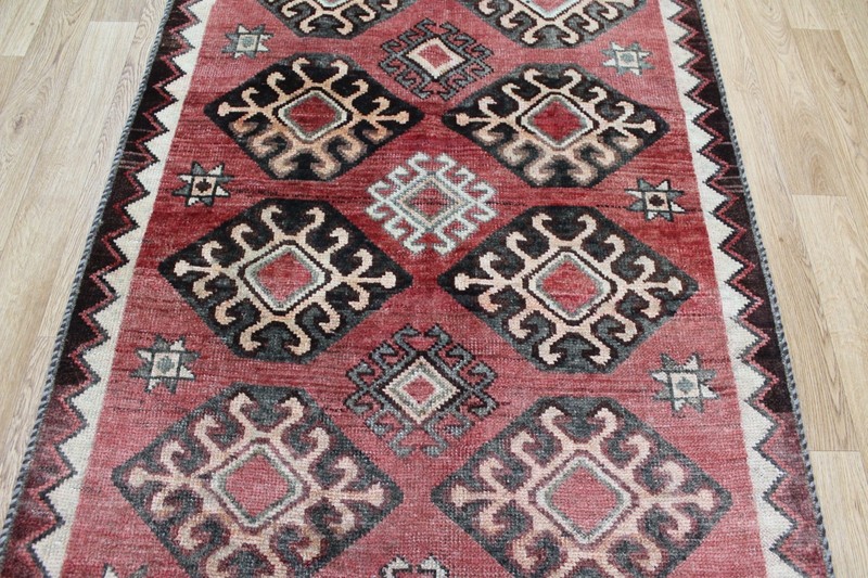 Antique Qashqai Tribal Wool Rug 218x110cm (7’2” x 3’7”) Hand Knotted Geometric gallery