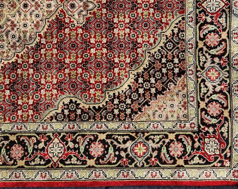FINE HAND-KNOTTED TABRZI TRIBAL MAHI-QOOM-TURKISH SILK/WOOL RUG 4'X 6' gallery