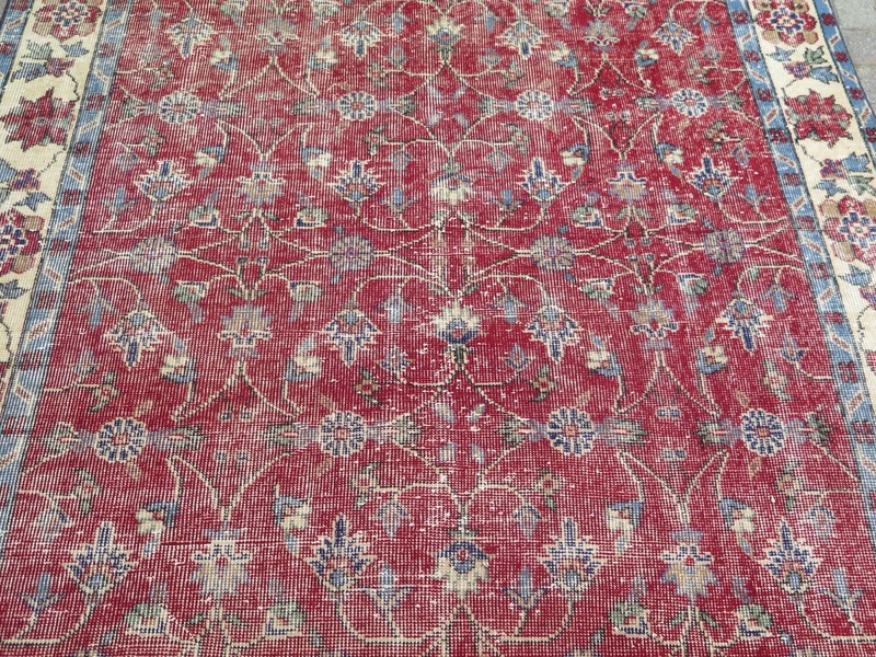Area Rug Vintage Rug Handmade Red Turkish Carpet 6x9 Rug Wool Large Rug 69"x103" gallery
