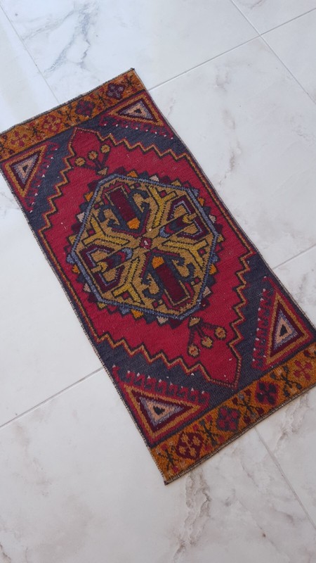ANTİQUE HANDMADE RUGS Red Wool Rug Decorative Floor Rug Artistic Rug gallery
