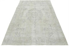 Vintage Oriental Rug 8’8” x 11’2” Beige Distressed Wool Hand-Knotted Carpet