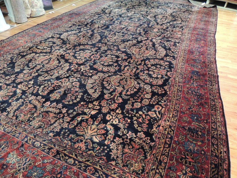 12x22 RARE OVERsize Antique Palace Sarough Sarouk Oriental Area Rug Navy Red gallery
