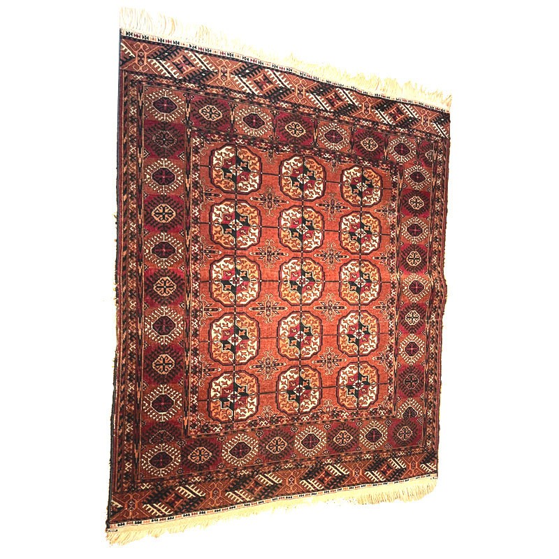 Antique Nice Clean Turkoman (Turkmen) Tekke Hand Knotted Wool Rug 40" X 47" gallery