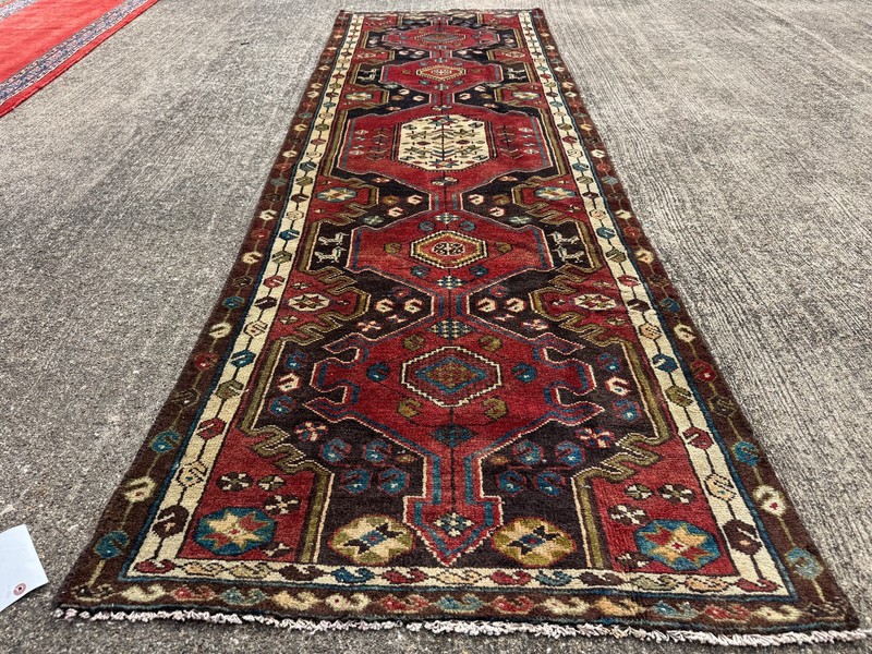3x9 VINTAGE RUNNER RUG handwoven ANTIQUE ORIENTAL handmade kazak heriz 3x8 3x10 gallery