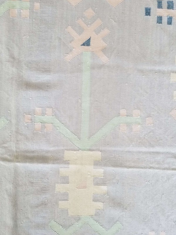Fine Vintage Traditional Hand Made Oriental Wool Cyan Kilim 160x135cms gallery