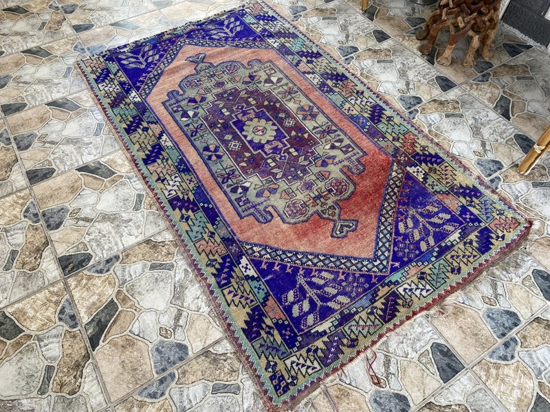 3.5 x 6 ft Vintage Turkish Rug | Hand-Knotted Wool Distressed Antique Area Rug gallery