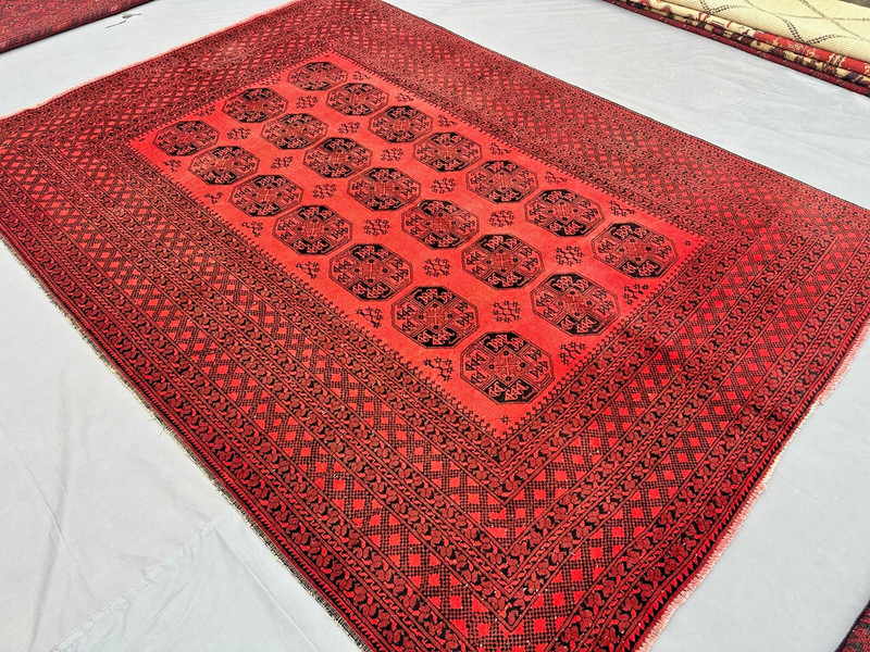 Vintage Afghan Filpai Rug | Hand Knotted Wool Ersari Turkmen Carpet 6.8x9.4 ft gallery