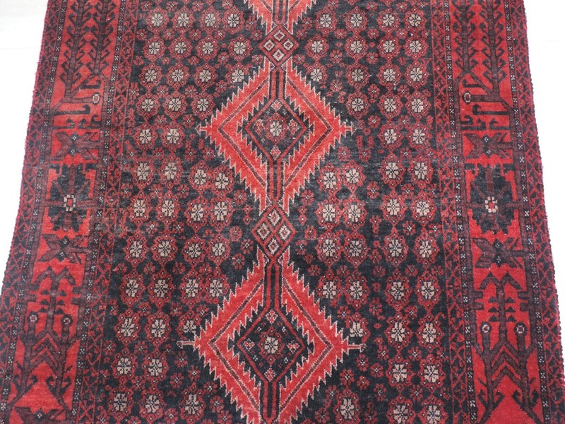3x6ft. Handmade Afghan Balouch Wool Rug gallery
