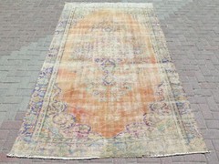 Vintage Anatolia Carpet, Distressed Rug Floor Carpet Handmade Large Rug 69″x113″