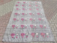 Turkish Rug, Area Rugs, Handmade Wool Kilim Carpet Embroidery Floor Rug 72″x110″