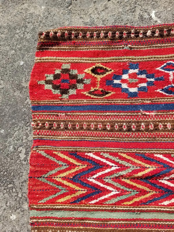 Vintage Traditional Handmade Tunisian Wool Multicolor Kilim 117x60cm gallery