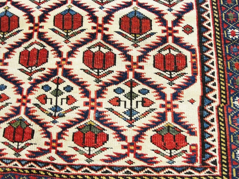 4'3" x 6'8" Antique Kuba, Kazak Rug, Caucuses, c-1880's, #17007 gallery