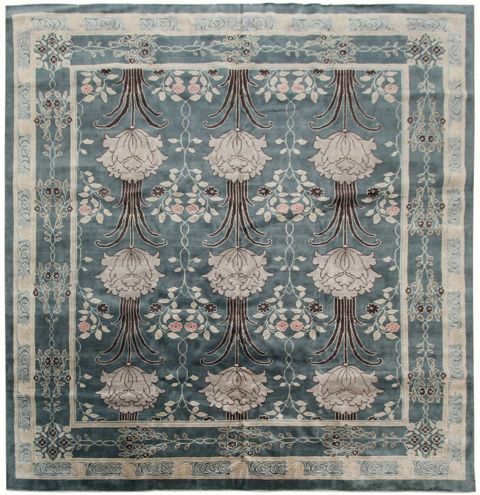 12x12 Vintage Arts & Crafts Handmade Area Rug Art Nouveau Art Deco Design gallery