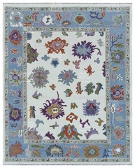 8×10 ft Contemporary Handknotted Cream Oushak Rug, Antique Handwoven Rug