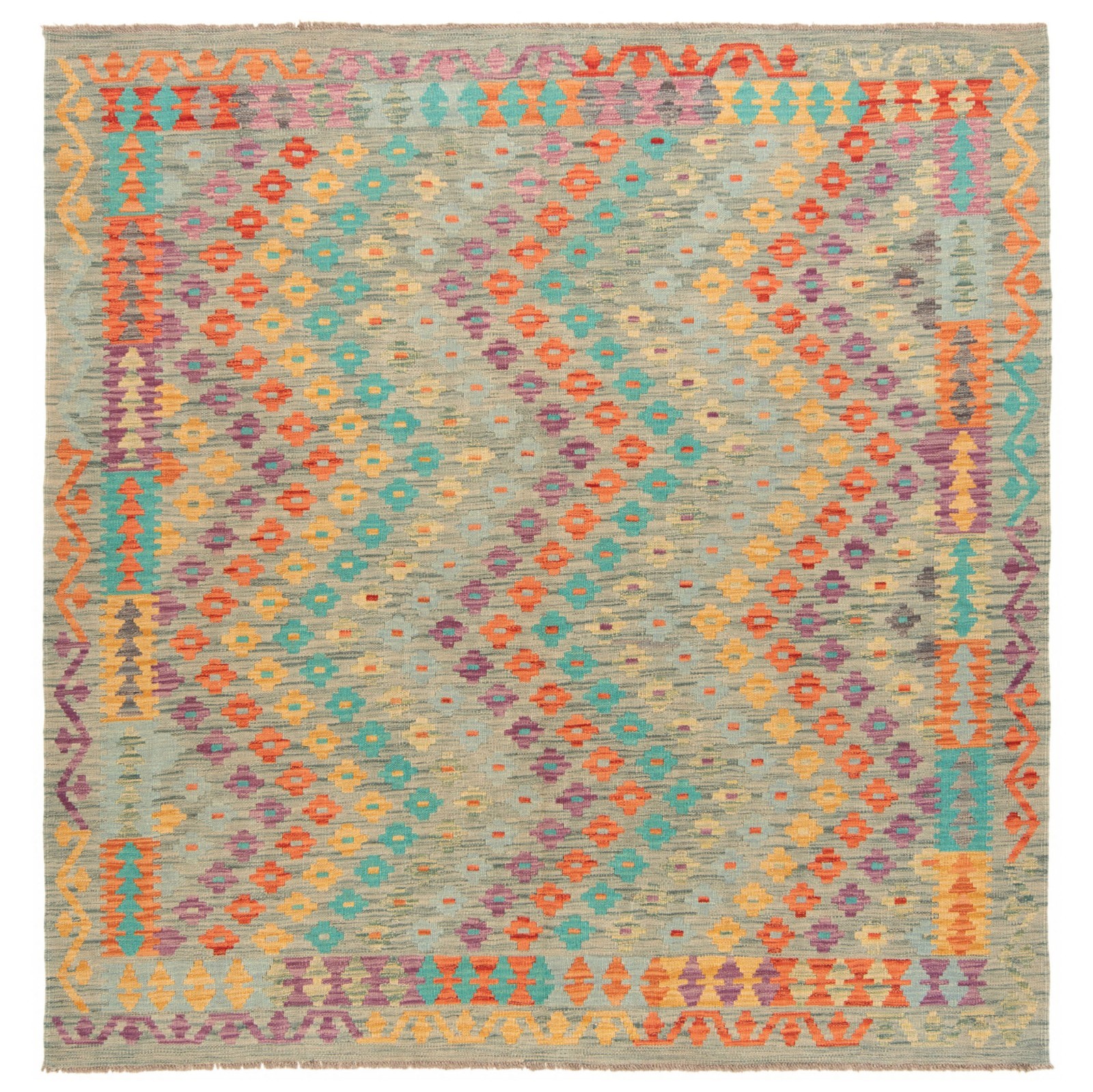 Kelim Afghan 202 X 194 Cm Handwoven Oriental Carpet Rug gallery