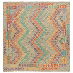 Kelim Afghan 202 X 194 Cm Handwoven Oriental Carpet Rug