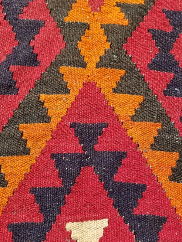 Vintage Traditional Handmade Turkish Wool Multicolor Kilim 6.1x3.3 ft gallery