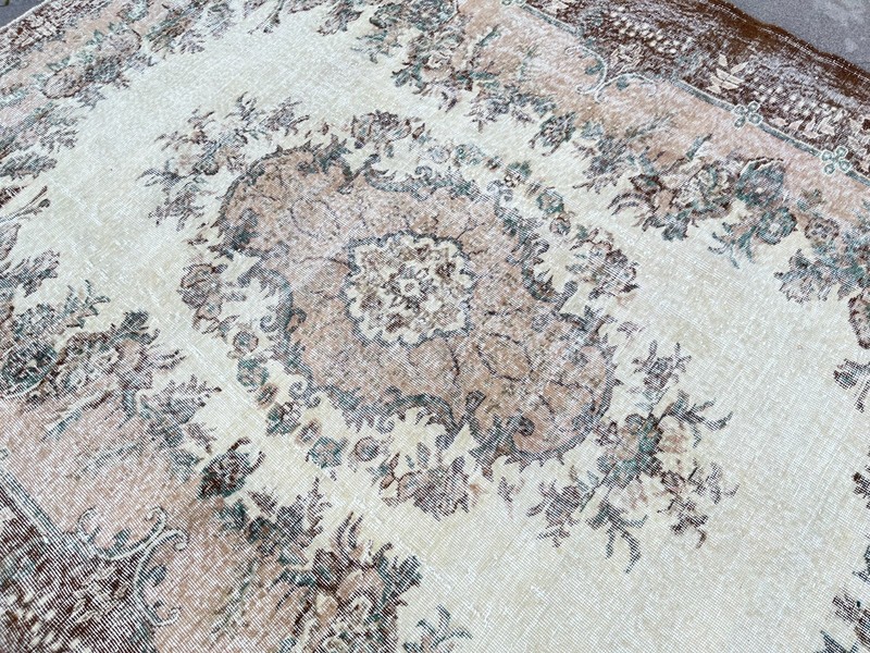 7x9 FT Vintage Turkish Oushak Rug Handmade Distressed Anatolian Wool Area Rug gallery