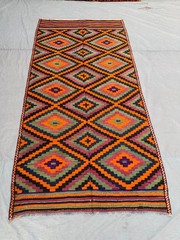 4’4×8’4 Ft Vintage Afghan Baluchi Kilim Geometric Wool Tribal Pattern Rug
