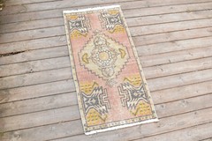 Turkish Carpet Hand Knotted 1×3 Size Doormat Chair Multi Color Rug 48x96cm