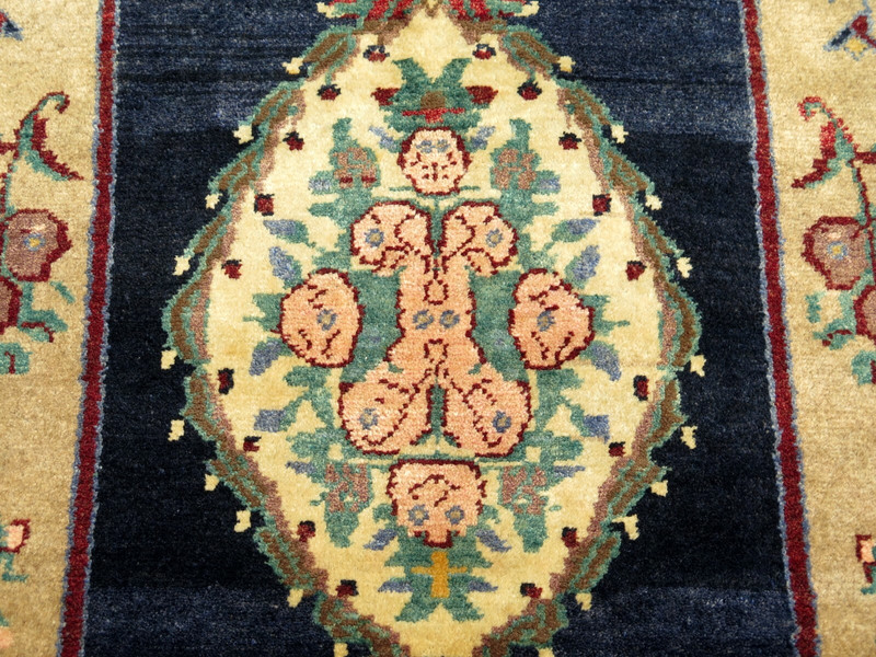 Turkish Blue Carpet, Bedroom Wool Rug, Handmade Sivas Carpet Teppich 35"x74" gallery