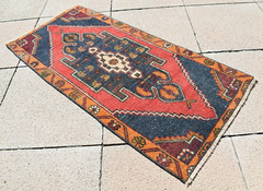 Vintage Doormat Rug 1’6” x 3’4” ft Anatolian Hand Knotted Small Area Wool Rug