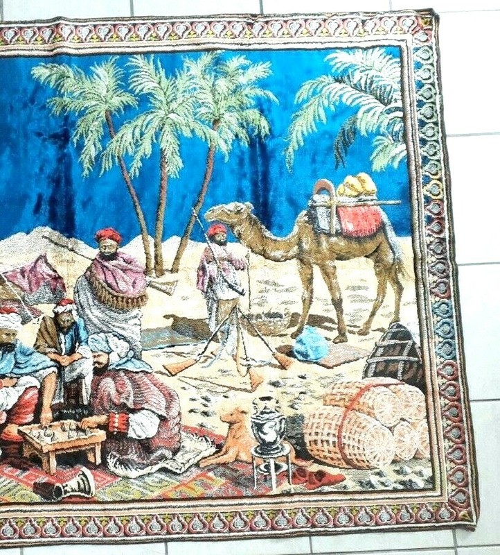 Vintage Velvet Tapestry Dessert Camel Scene Wall Hanging Decor 70"x48" gallery