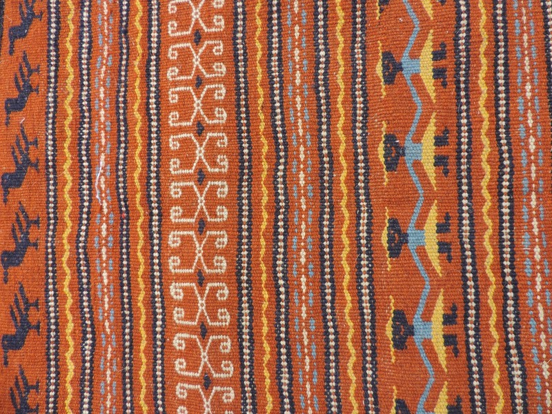 2x7ft. Interesting Kurdish Sumak Flatweave Orange Wool Runner gallery