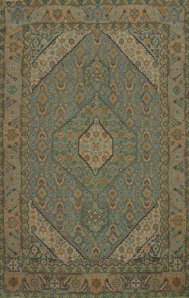 Gray/ Green Over-Dyed Handmade Room Size Area Rug 6x9 Vintage Traditional Carpet