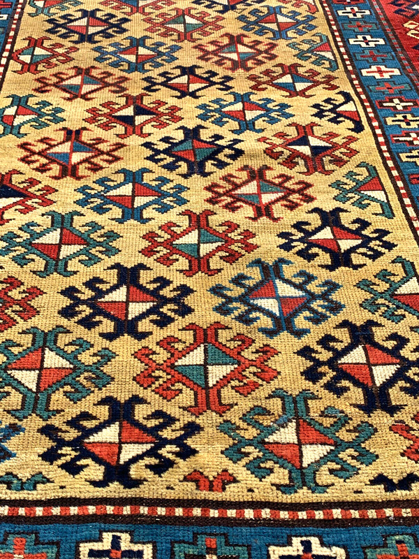 Antique Caucasian Kazak Shirvan Runner 4x9ft ft circa 1890 gallery