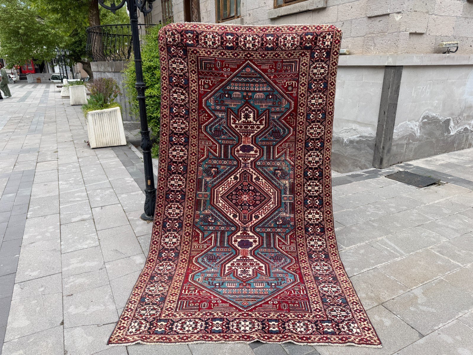 Vintage Turkish Oushak Rug 5.1x9.3 Red Blue Tribal Area Rug Living Room Carpet gallery