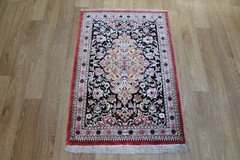 One of a Kind Master Piece Oriental Silk Rug, with fine floral design 85 x 58 cm